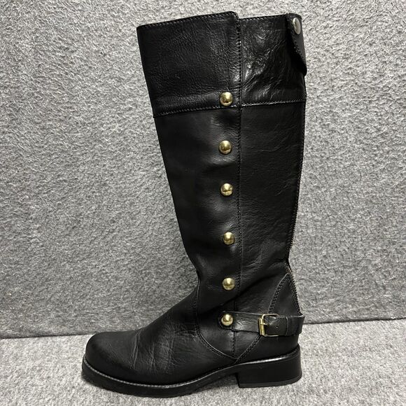 Marco Delli Tall Boots Women's Size 7 Black Leather Cowboy EUC - Picture 10 of 10